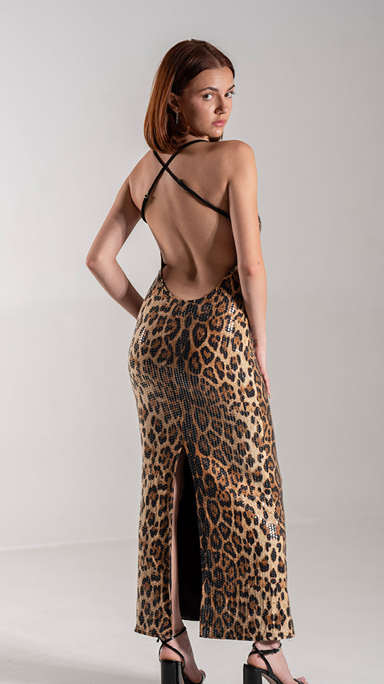 leopard sequin maxi dress Sequin Leopard Maxi SMALL