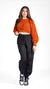 Rust Distressed Cropped Knitted Sweater