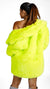 Highlighter Green Faux Fluffy Coat